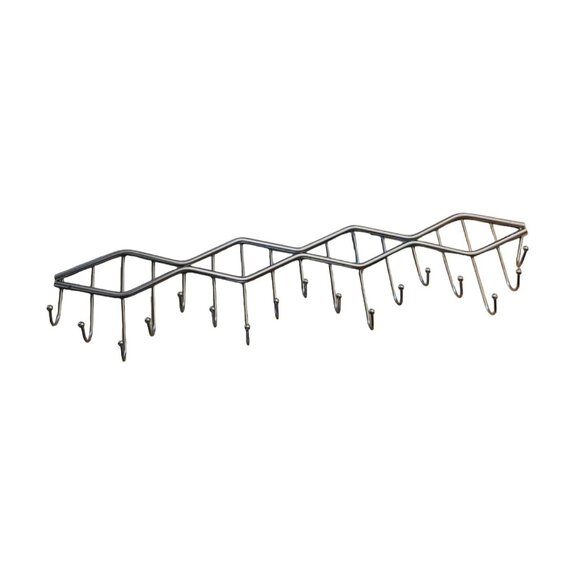 Wall Mounted Metal Wire Zigzag Hook Rack Organizer for Keys Hats or Coats 16 Hoo - Picture 1 of 3